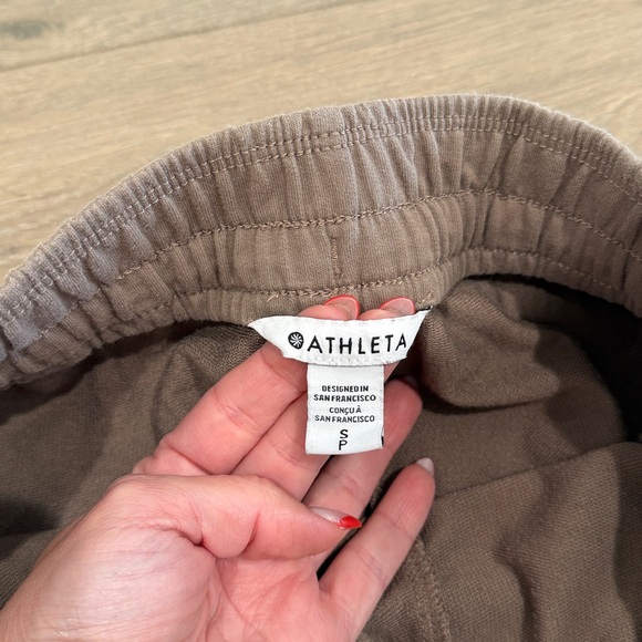 ATHELTA Brown Clay‎ Retroterry Tapered Pant Active Lounge Soft Cotton Terry Sz S - Picture 8 of 12